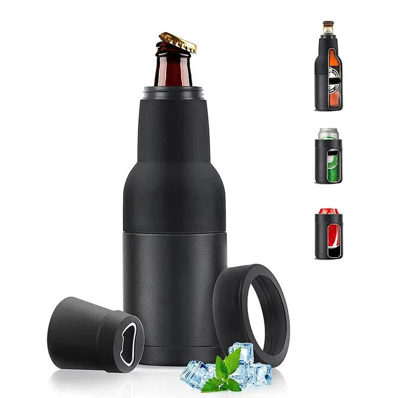 Double Wall Vacuum Insulated Bottle Cola Vacuum Flask 12oz Drink Can Bottle Holder 3 in 1 Stainless Steel Beer Tank with Opener