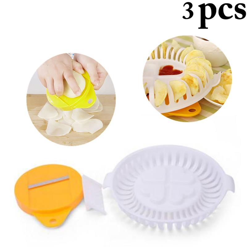 Microwave DIY Potato Chips Maker Kitchen Gadgets Cooking Microwave Oven Apple Potato Crisp Chip Slicer Maker Rack DIY Tool