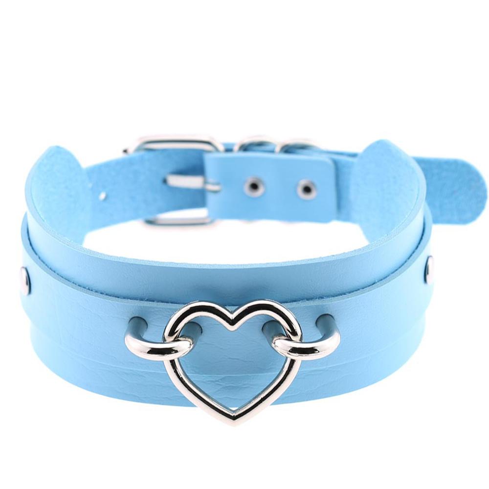 Gothic style heart choker cute collar goth jewelry harajuku accessories kawaii collar for women chocker halloween jewellery: light blue