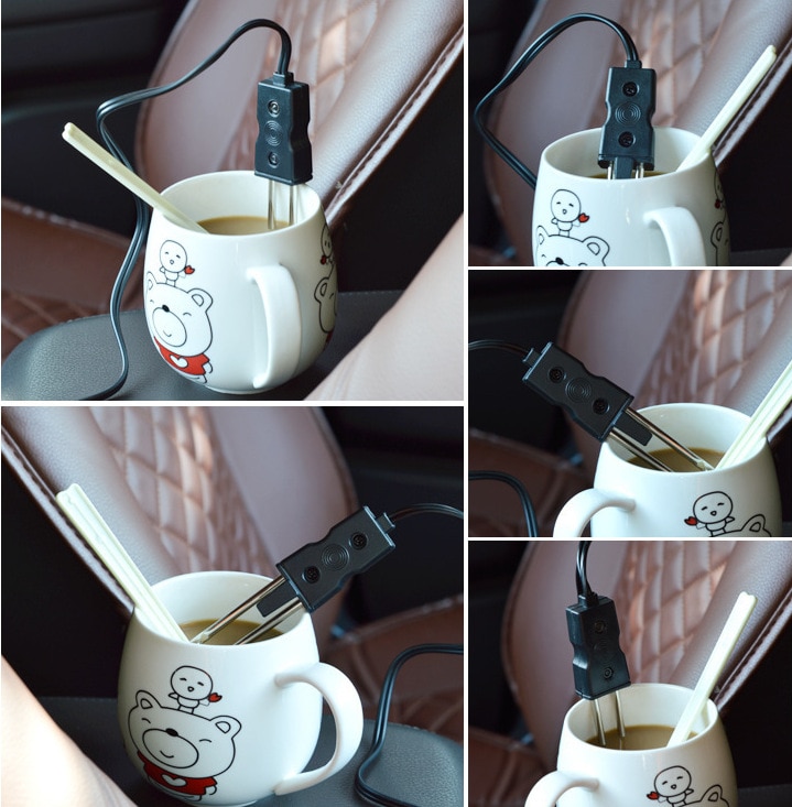 Calentador de agua para bebidas de coche, dispositivo eléctrico de inmersión de 12V, para té y café, portátil, seguro, automático