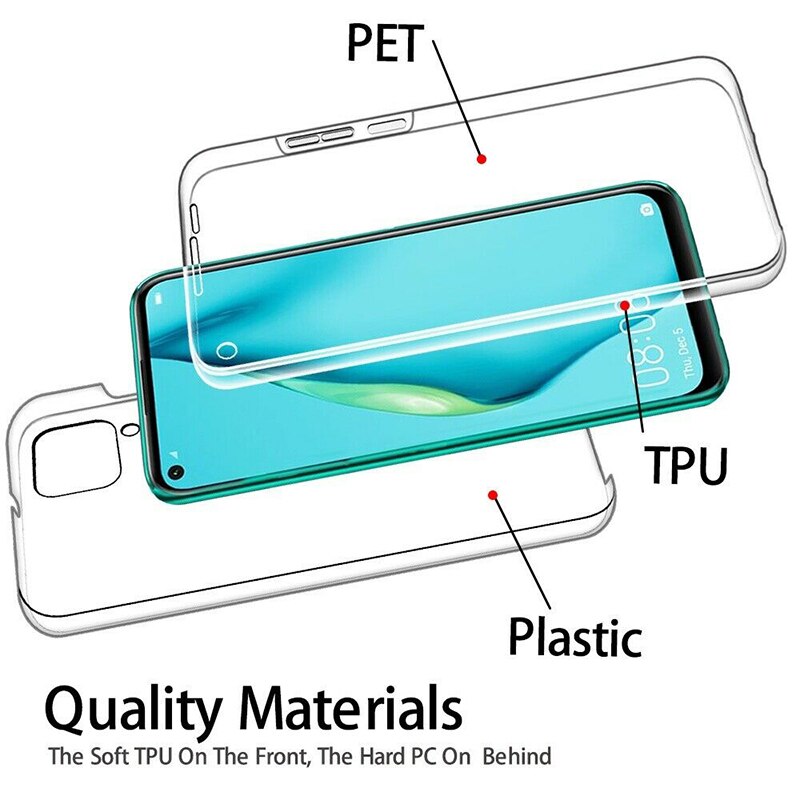 360 completo Del Corpo Doppia Cassa per huawei P40 lite P30 pro Trasparente molle di TPU della copertura Del silicone per huawei P40 pro 30 Lite P 40 luce