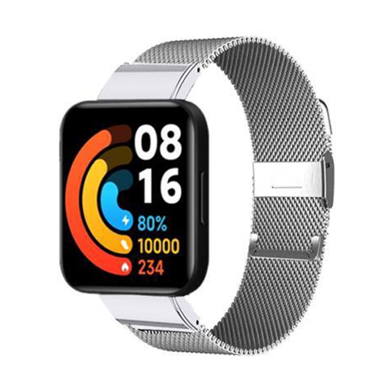 Magnetisk milanese rem til xiaomi redmi watch 2 lite smartwatch correa rustfrit stål løkke til redmi watch 2 lite armbånd: Sølv
