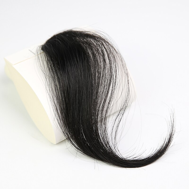 Lvhan grampo de cabelo sintético parte do meio franja preto em linha reta cabelo pedaço de fibra de alta temperatura peruca franja clipe na extensão do cabelo