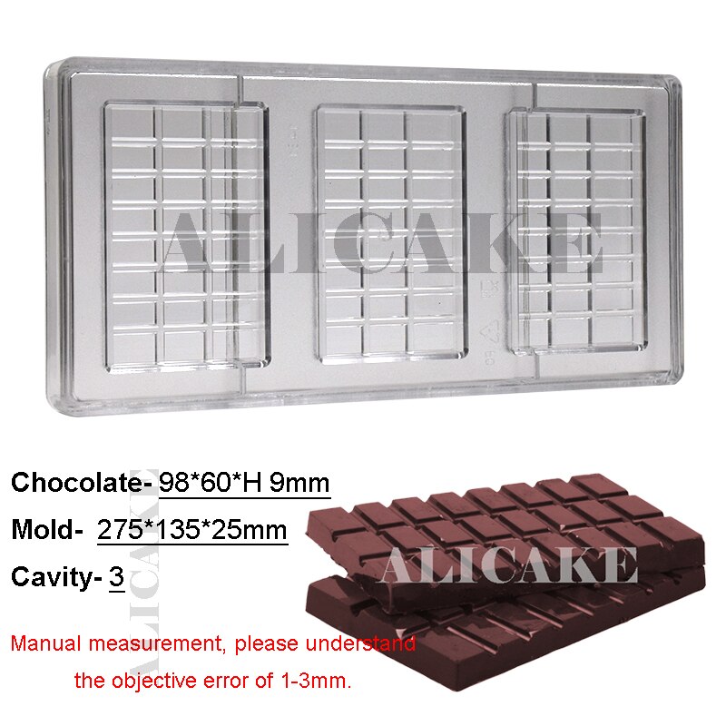 3D Polycarbonate Chocolate Molds for Chocolates Bar Mold Baking Pastry Confectionery Tools Cake Candy Bonbon Moulds Form Tray