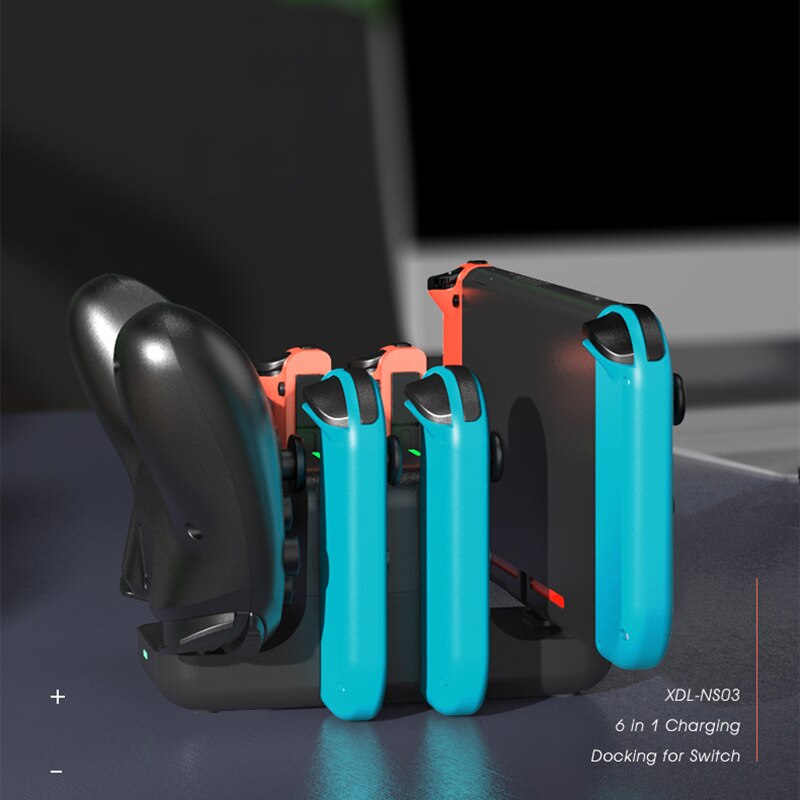 Controller oplader dock til nintendo switch 6 in 1 ladestation til nintendo switch joy-con controllere