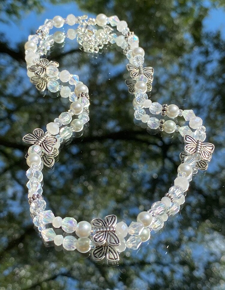Fairy butterfly pearl pearl fairycore necklace pearl necklace beautiful glass bead necklace