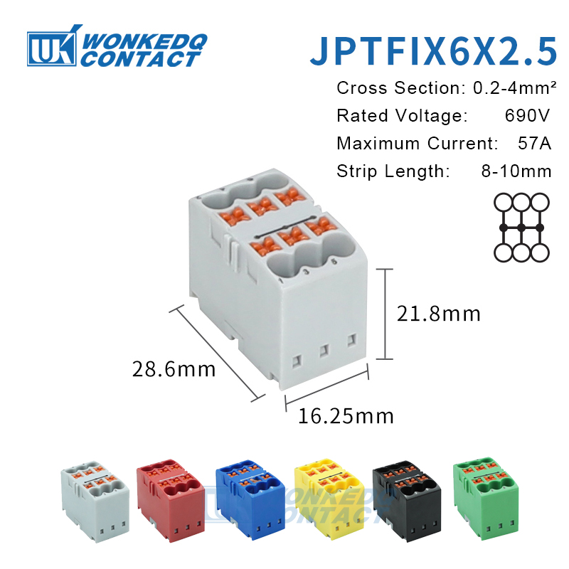 Distribution block ptfix 2,5 mm2 2/4/6/7/12/13/18/19 connection push-in electric power terminal block connector mount on din rail: 3xl / Black