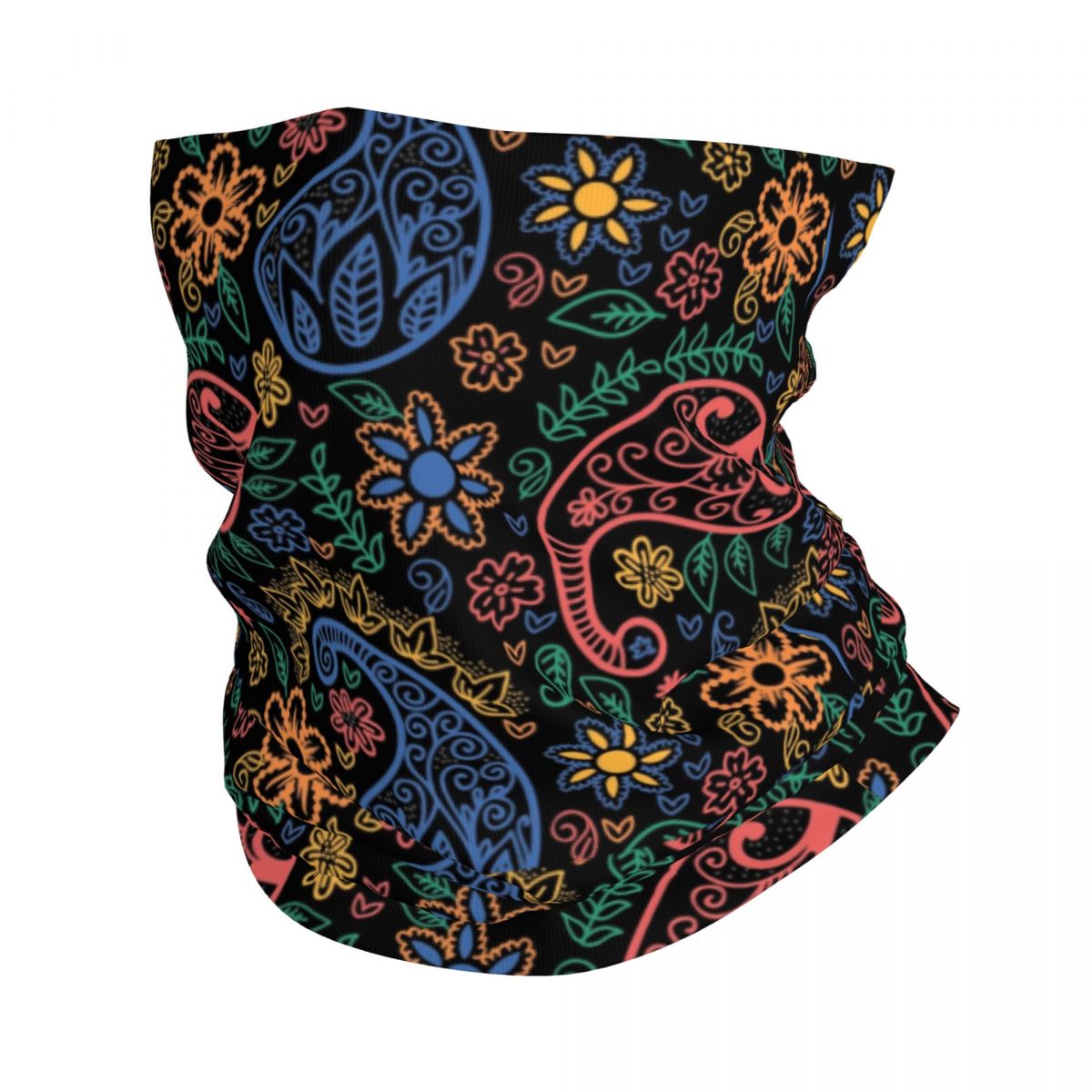 Custom Black Bandana Pattern Bandana Neck Gaiter for Hiking Cycling Women Men Wrap Scarf Paisley Style Headband Warmer: Red