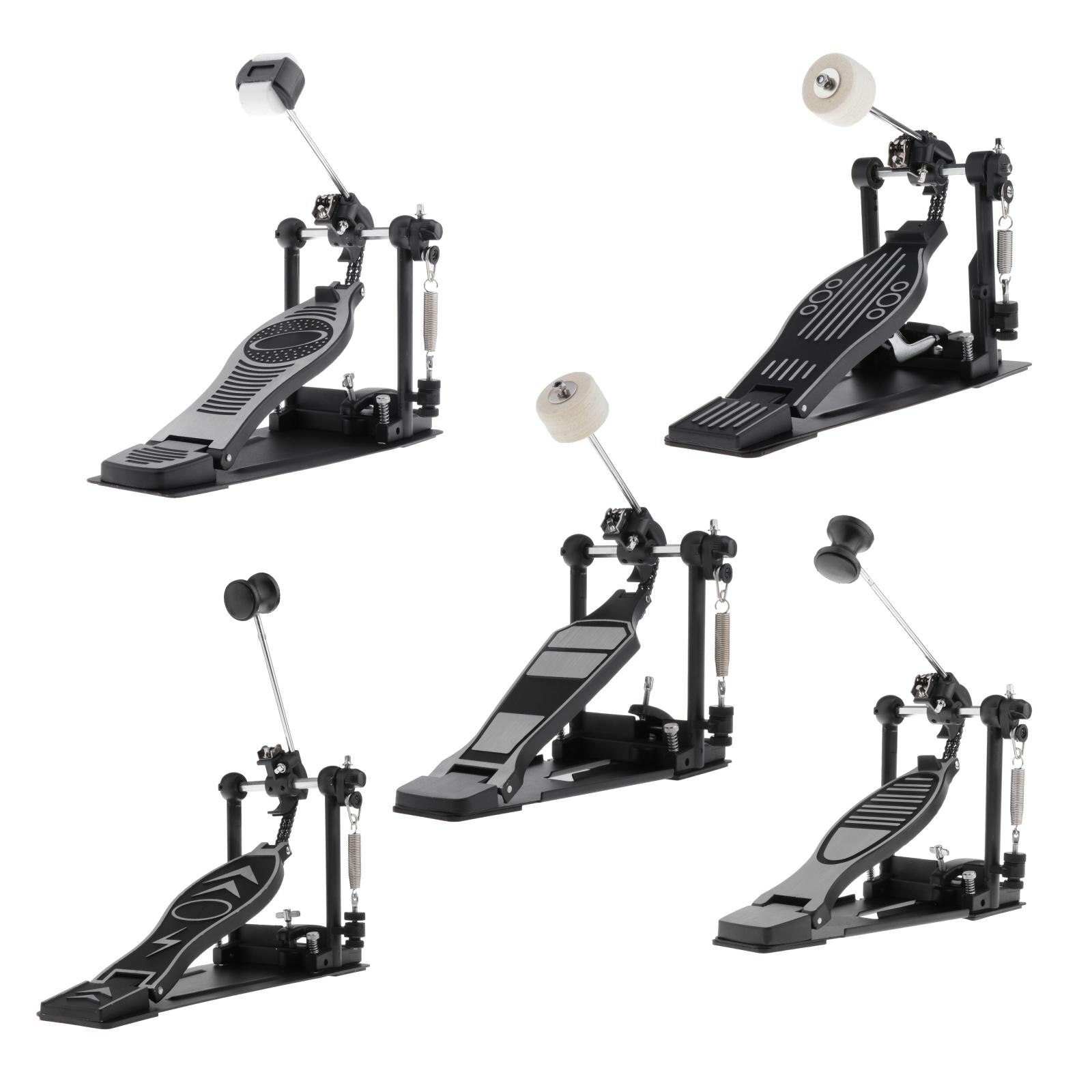 Metal Single Bass Drum Pedal Dual Chain Drive Foot Pedal Black
