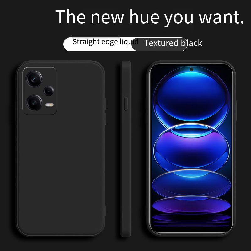 Square Frame Silicone Case For Xiaomi Redmi Note 12 Pro Plus Note12 4G 5G Coque Solid Color Soft Back Cover: Cotton / black