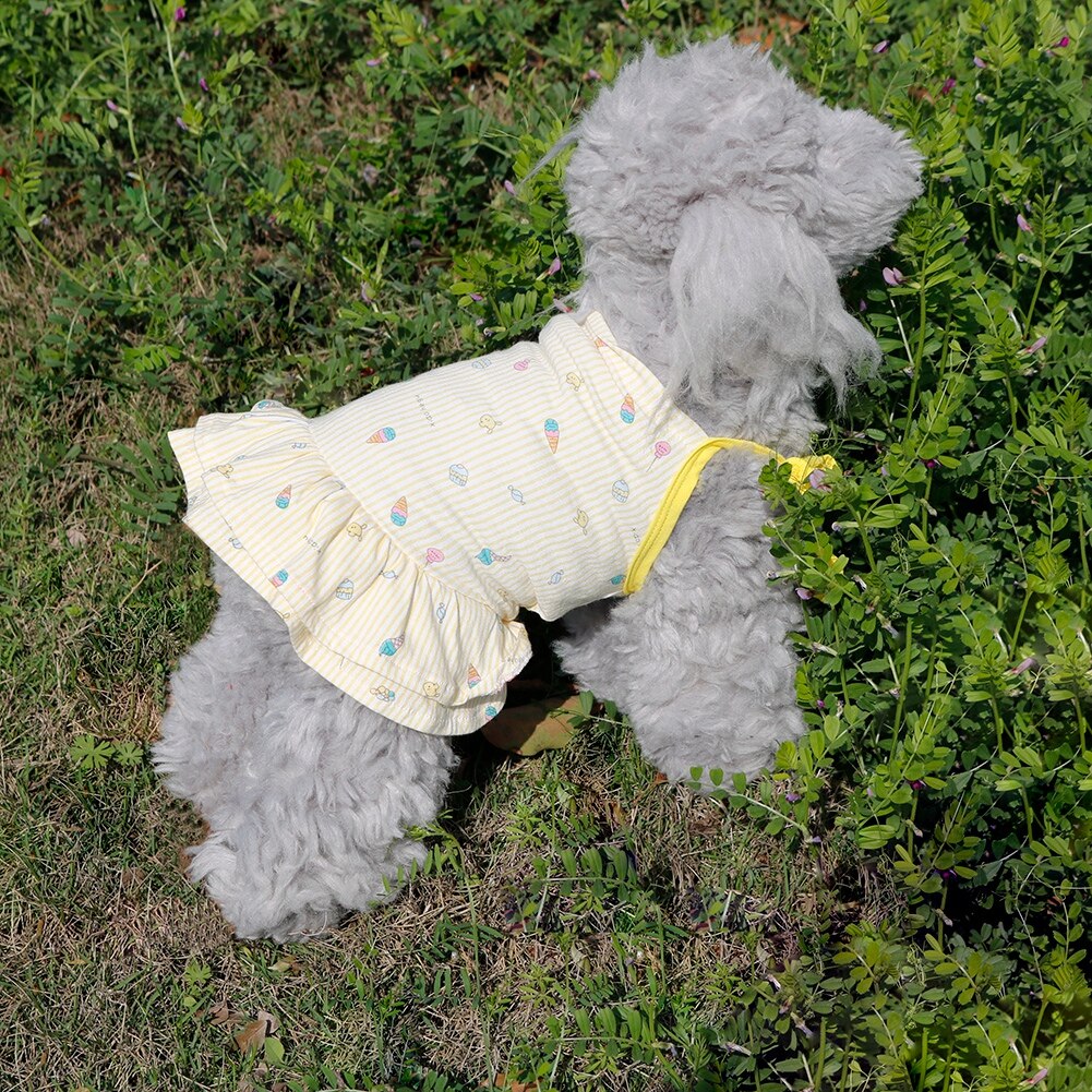 Kleine Hund Kleidung für Chihuahua Pudel Beagle Yorkies Hund Weste Welpen Felsen geschwollen Prinzessin Kleid Frühling Sommer Haustier Kleidung V