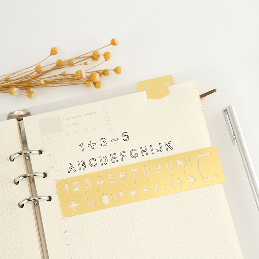 Szablonów linijka mosiądz angielskiego alfabetu szablony i cyfry arabskie szablony z symboli robić rysowania, zakładki 13x3 cm