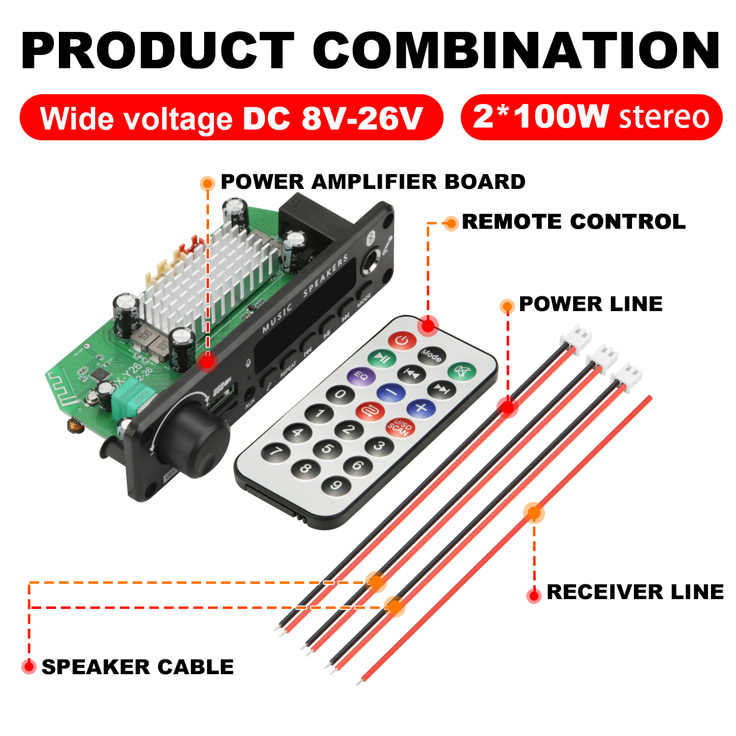 NEUE 200W Verstärker Bluetooth DIY MP3 WAV Decoder Board DC 12V 100W Drahtlose Auto USB MP3 Player TF Karte Slot USB FM mit Mikrofon: Blau