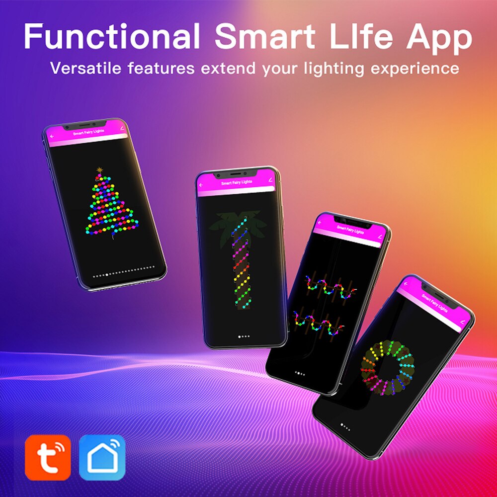 Tuya Smart WiFi LED String Lights Music Sync Remote Waterproof USB Garland Lights RGB Fairy Lights with Alexa Google Home