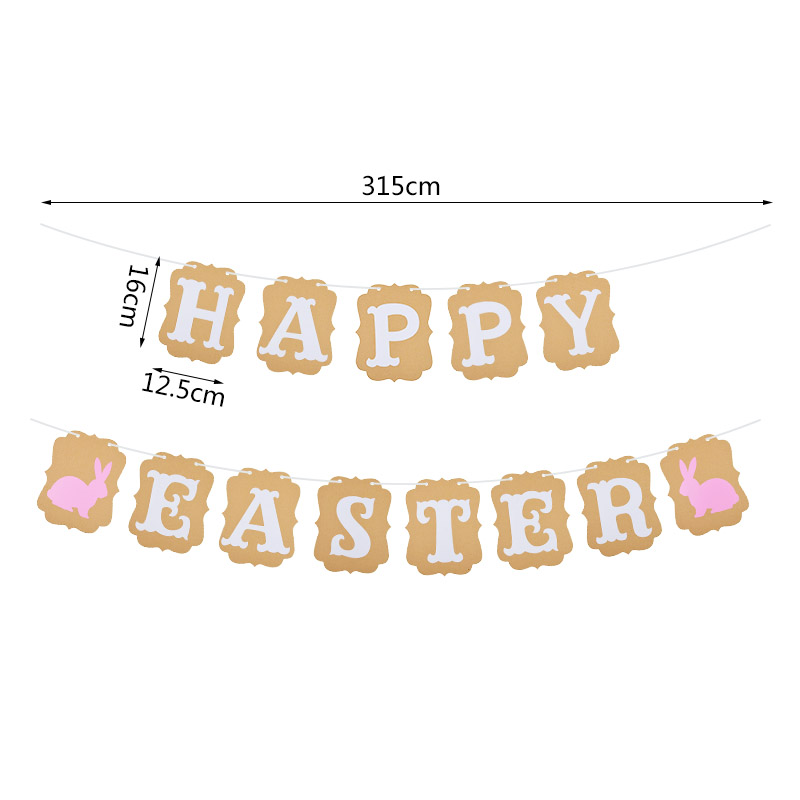1set Happy Easter Decor Felt Banner Easter Egg Rabbit Paper Garland For Easter Party Festival Home Wall Hanging Buntng Photoprop: A03-1set