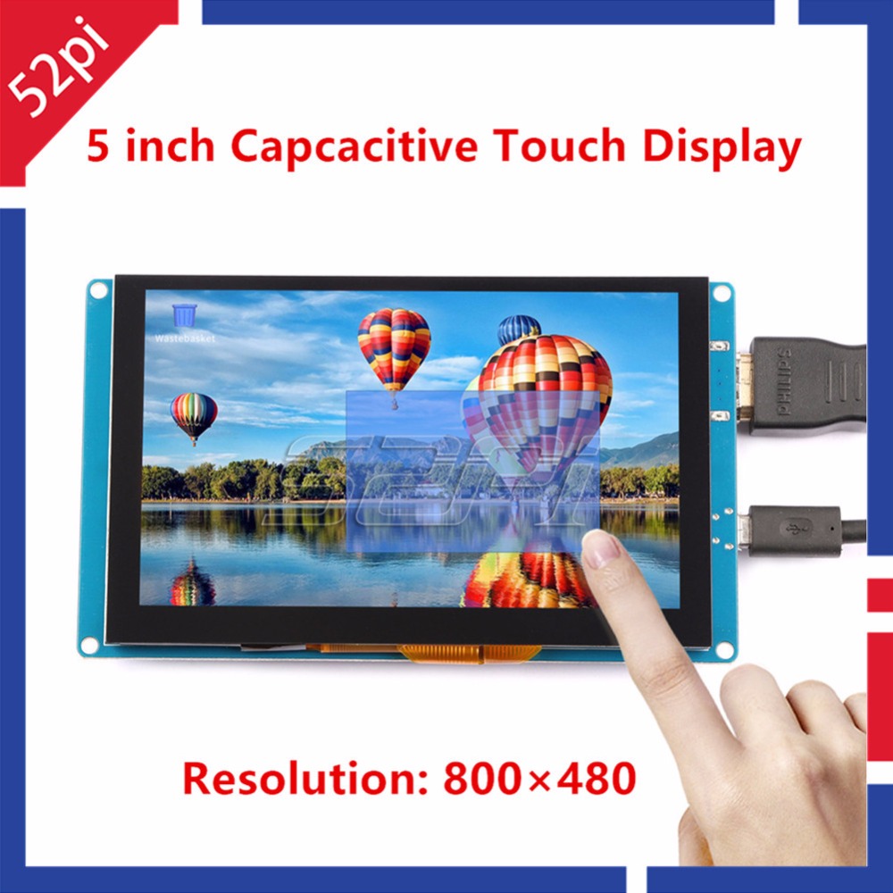 52Pi van CN/US! Gratis Driver 5 inch 800*480 Display Capacitieve Touchscreen Monitor voor Raspberry Pi 4 B Alle Platform/ PC