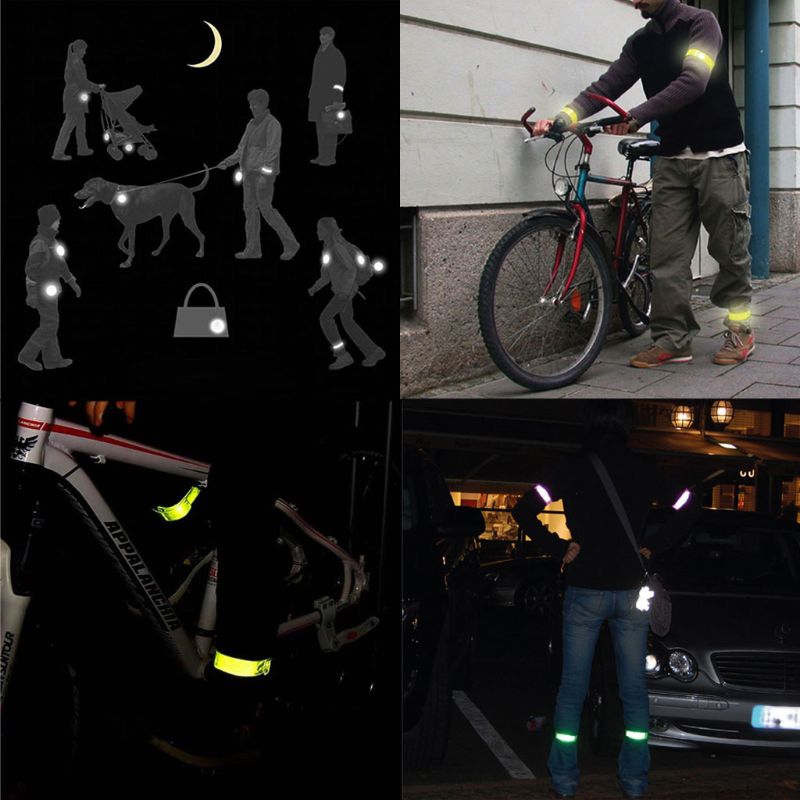 10Pc Visible Safety Running Reflective Wristbands Reflectors Bicycle Bracelets B2QE