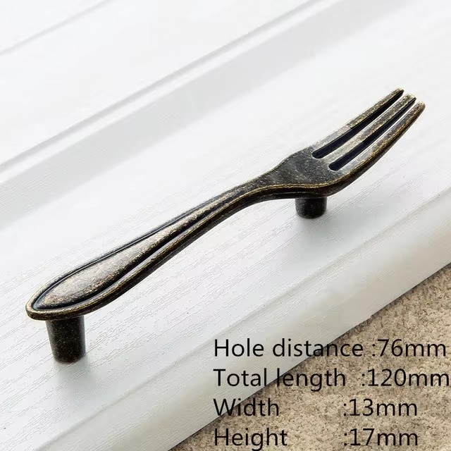 Spoon/Fork/Knife Cabinet Pulls Handles Cupboard Wardrobe Kitchen Cabinet Handles Furniture Hardware: GRAY