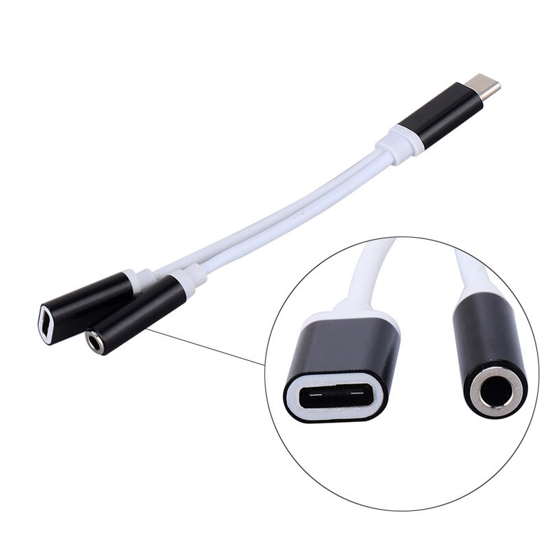 2 In1 Tipo C A 3.5mm Martinetti Caricabatterie Auricolare Adattatore Audio Splitter USB-C A 3.5 AUX Audio Cavo Per del Telefono Mobile