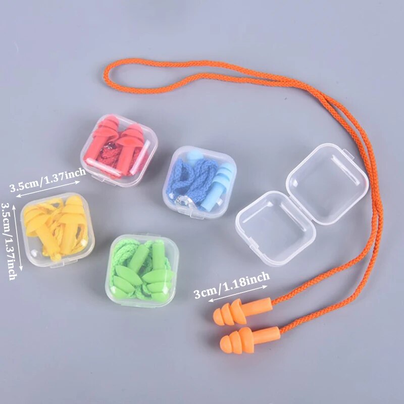 1 Pc Silicone Ear Plugs Sleep Earplugs Noise Reduction Swimming Earplugs With Rope For Men Women Diving Underwater Ear Plugs