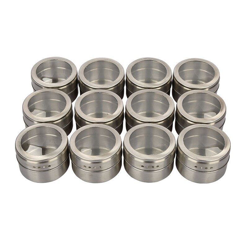12Pcs Netic Kruidkruik Set Rvs Spice Blikken Spice Opslag Container Peper Kruiden Sprays Gereedschap Spice J: Default Title