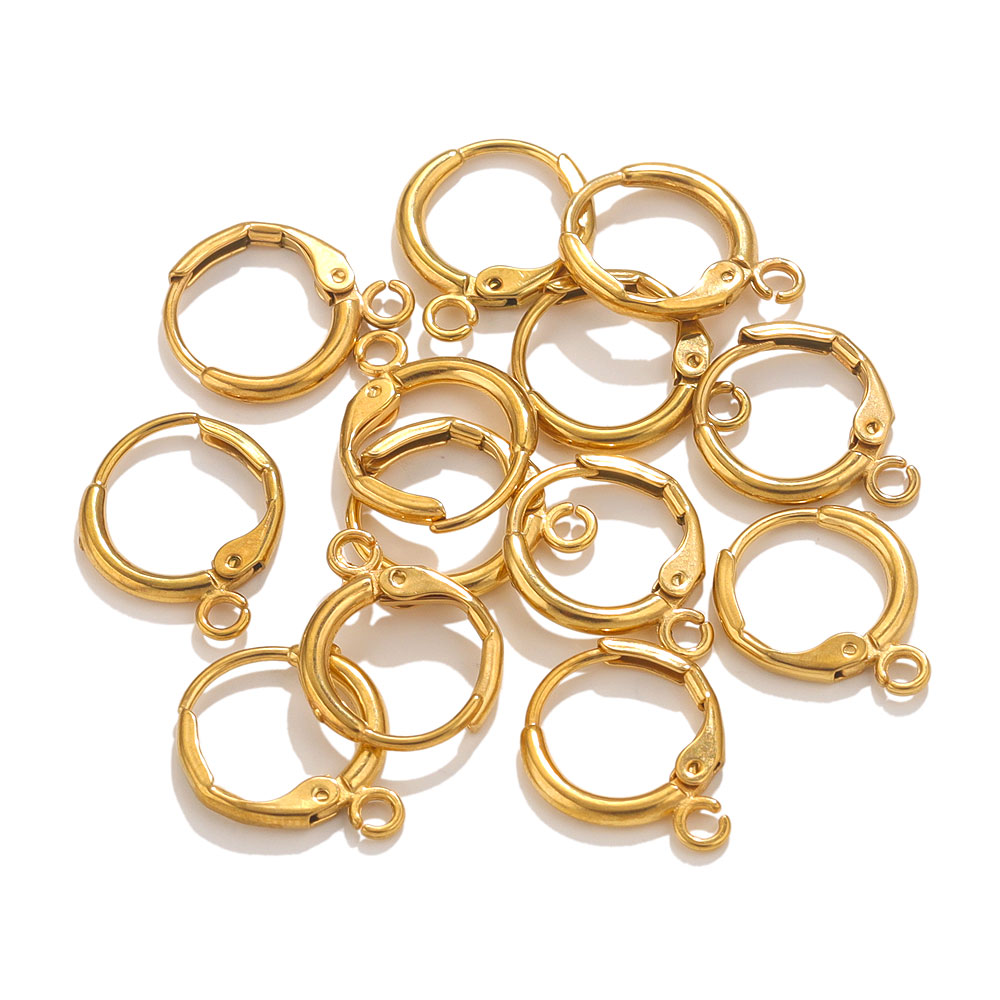 Ganchos para pendientes franceses de acero inoxidable, palanca trasera, gancho redondo, alambre para oreja, suministros para hacer pendientes DIY, accesorios de joyería, 10 Uds.