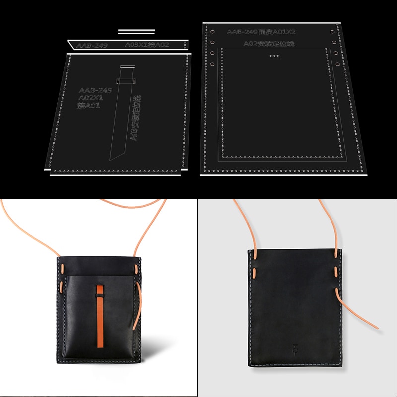 1 set of acrylic template shoulder bag mobile phone bag leather craft DIY mold sewing pattern 15cm * 19cm