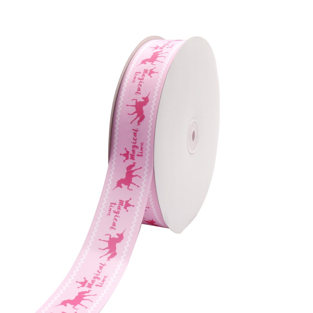IBOWS 38mm Cartoon Grosgrain Band Regnbåge Enhörning Tryckt Band DIY Håraccessoarer Förpackning Festdekoration 5yards: 2