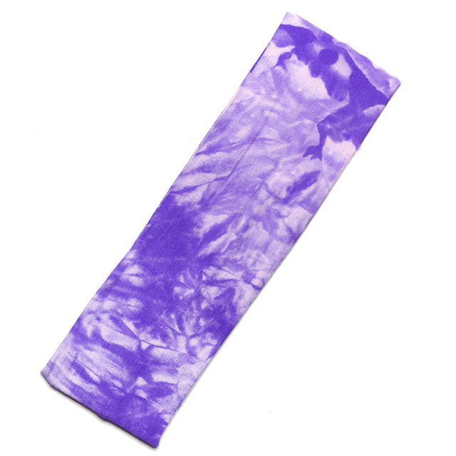 2 Inch Tie Dye Cheetah Forest Tree Elastic Yoga Cotton Stretch Headbands Sports Girl Hair Bands Bandage Gum Turban Bandana: PURPLE