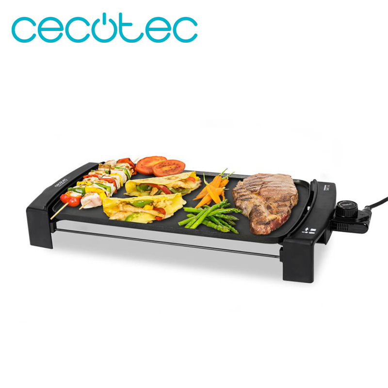 Cecotec Black&amp;Water 2500 Plancha de Asar Eléctrica de Cocina Revestimiento Daikin Asegura la Máxima Antiadherencia Amplia Superficie Cocinado 45 x 25cm Temperatura Ajustable Apta para la Limpieza en Lavavajillas