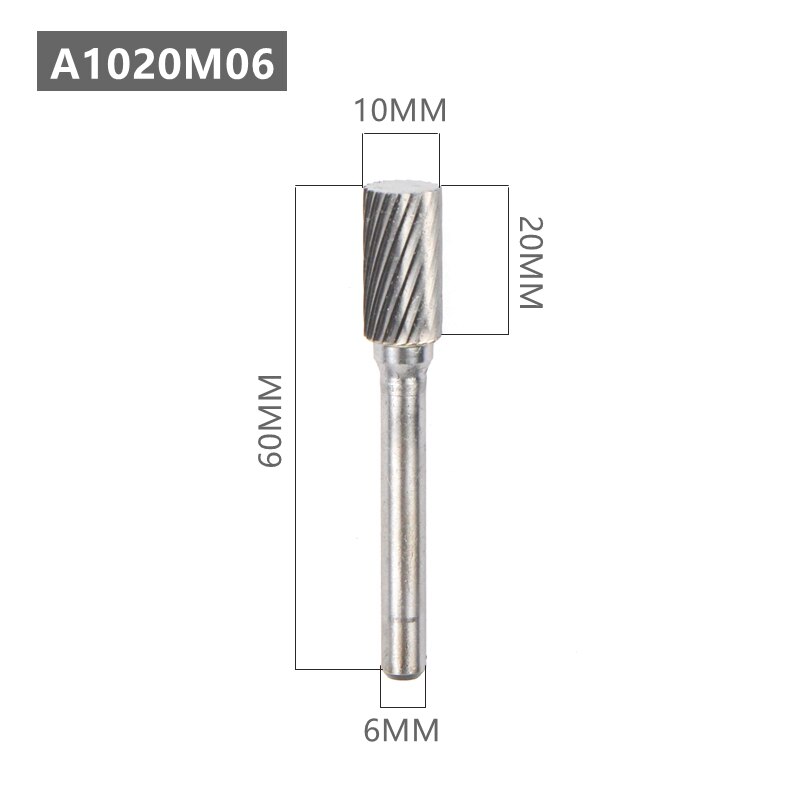 1pc Head Tungsten Carbide Rotary file Tool Point Burr Die Grinder Abrasive Tools Drill Milling Carving Bit Tools: A1020M06