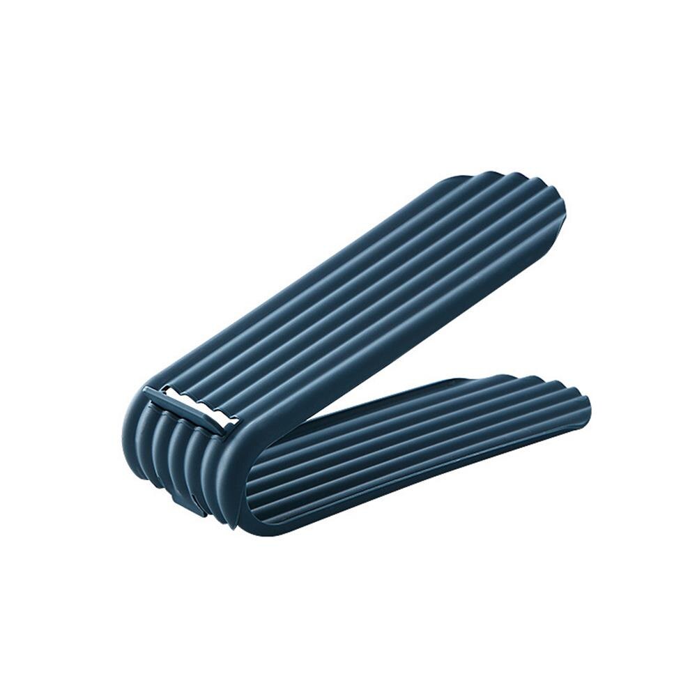 Foldable Multi-layer Storage Shoe Rack Shoe Organizer Double Shoebox Rack Adjustable Space Saving Range Shoe Storage Shelf: Deep Blue