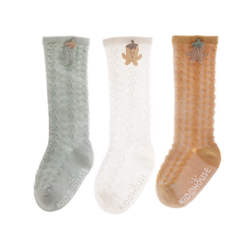 3 Paren/set Baby Sokken Voor 0-5years Baby Meisjes Antislip Ademend En Koel In De Zomer Dunne En Licht Anti-Muggen Zachte Katoen: A / L for 3-5Y