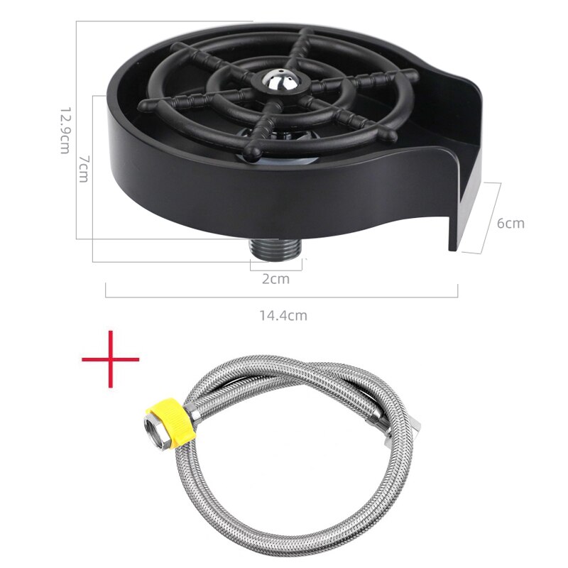 Rinser Automatic Glass Cup Washer High Pressure Bar Kitchen Beer Milk Tea Cup Cleaner Sink Accessories: Black with tube