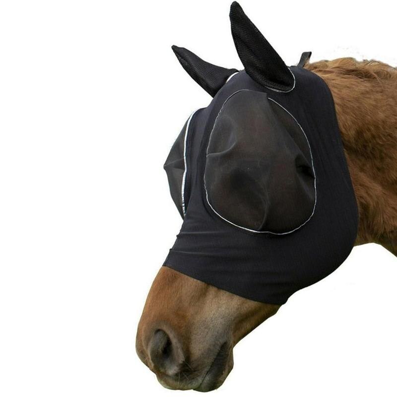 Andningsmask anti-mygga lätta bekväma hästhuvud ansiktsskydd med öron hästfluga mask med nässkydd häst vård: B