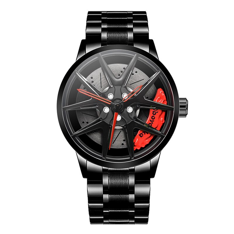 Boyadka horloges heren wiel velg naaf horloge heren polshorloge klok sportwagen op maat heren polshorloge relogio masculin: B5079- rood-gd