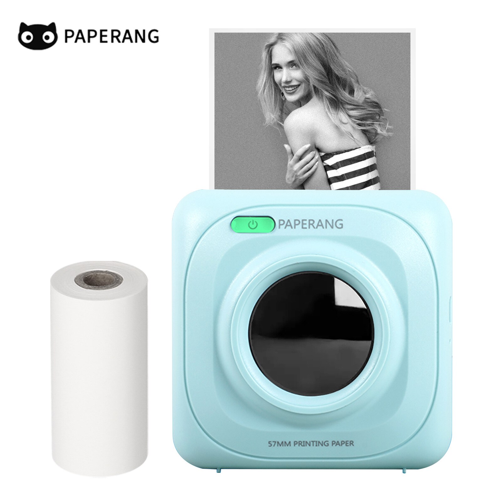 PAPERANG-Impresora térmica de bolsillo P1, dispositivo de impresión portátil, inalámbrica, BT, móvil, 200dpi, para fotos, recibos, notas, etiquetas: Green