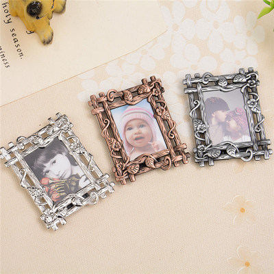 Mini marco de fotos europeo de Metal Retro, llavero de aleación para niños, marcos de estudio fotográfico, , decoración de escritorio, marcos de pintura: Verde claro