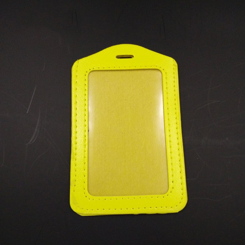 Plastic Id Kaarthouder Pvc Portemonnee Transparante Pass Badge Holder Pocket Pu Business Id-kaart: YELLOW