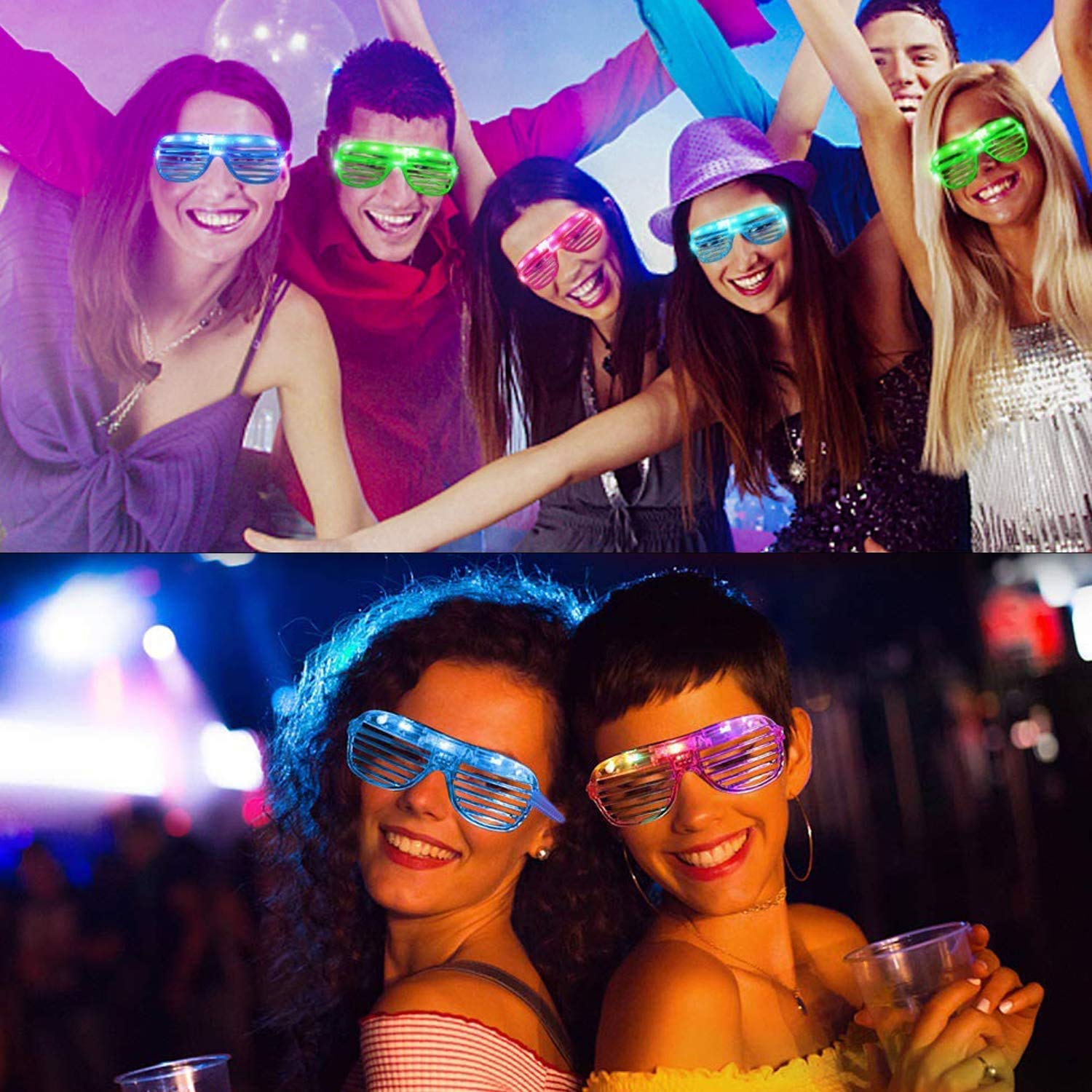 5-100PCS LED Light Up Glasses Cool Wireless Luminous Neon Sunglasses Glow in The Dark Halloween Party Supplies Christmas