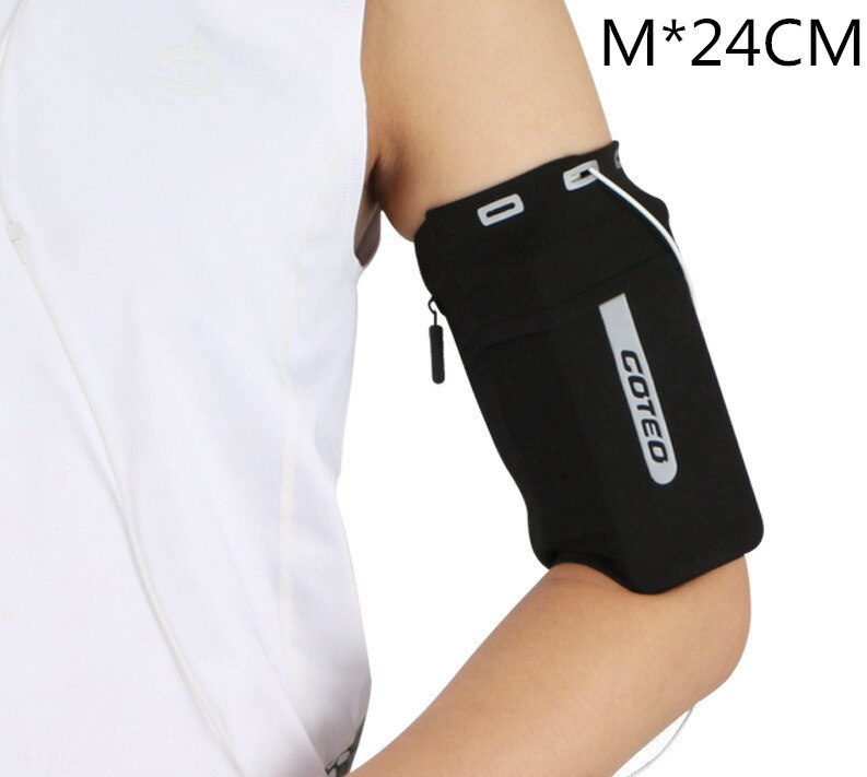 Double Pocket Slender Sports Running Arm Band Case Bag Telephone Wallet Holder Outdoor Pouch on Hand Gym Cover for Iphone 12 11: Logoblackm