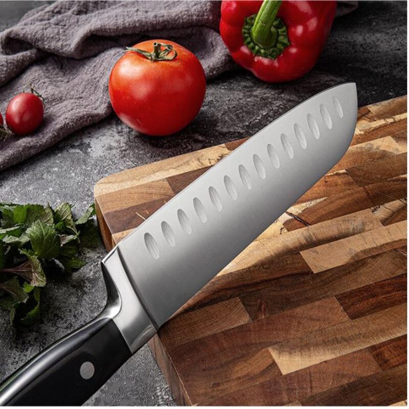 8-Inch Chef's Santoku Knife Kitchen Knife Stainless Steel Vegetable Meat Cooking Knife Utility Knife Sharp Knife