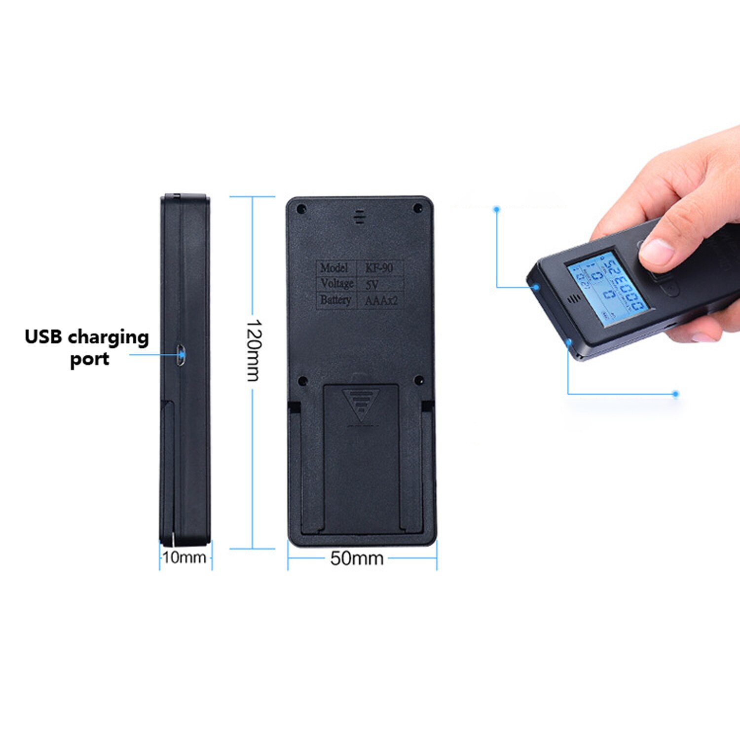 Portable Digital UV Ultraviolet Radiation Detector UV UVI Meter Radiometer Tester with Time and Temperature Display