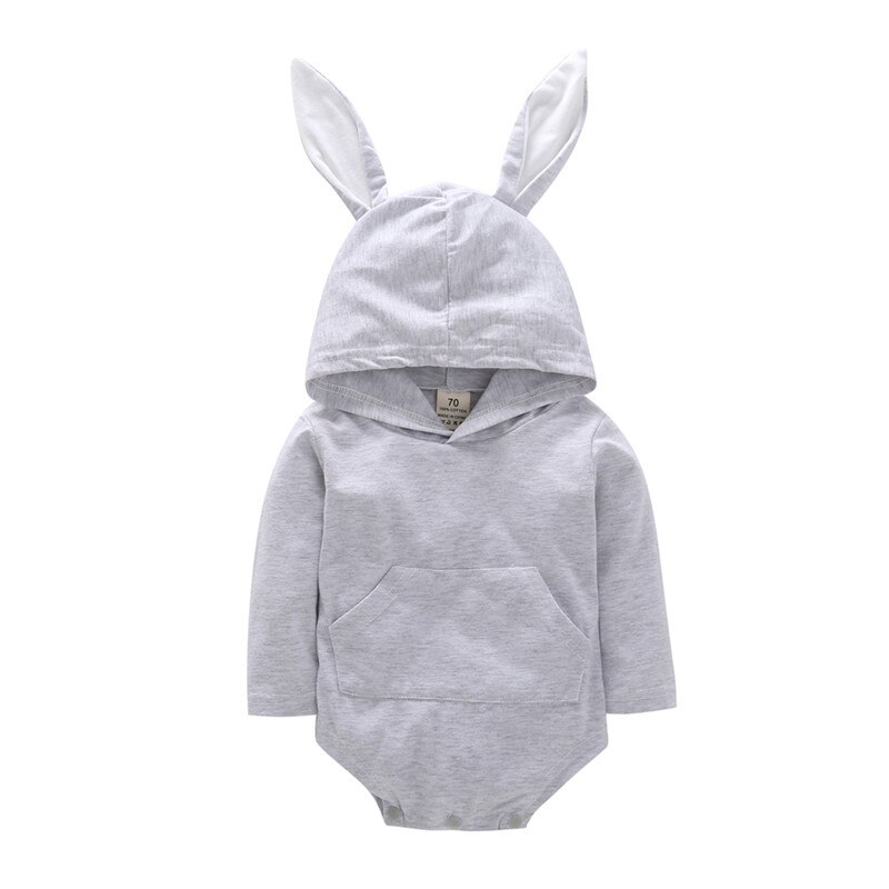 Ropa para bebés pequeños, monos para bebé varón, monos para bebé, Orejas de conejo, mono, trajes, ropa: Gris / 6 meses