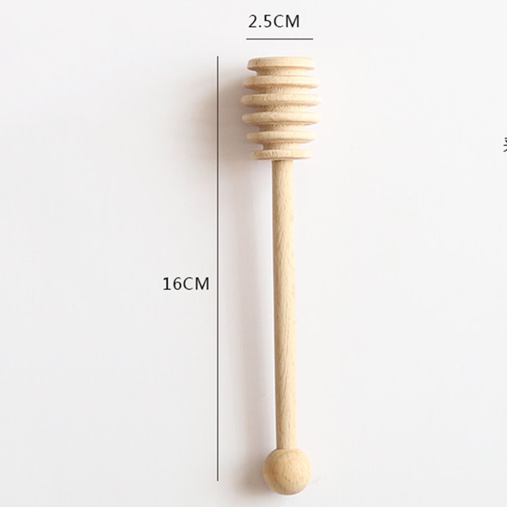 1Pcs Wooden Honey Dipper Wooden Stick Spoon Dip Drizzler Server 160mm Long Handle Practical Kitchen Tools