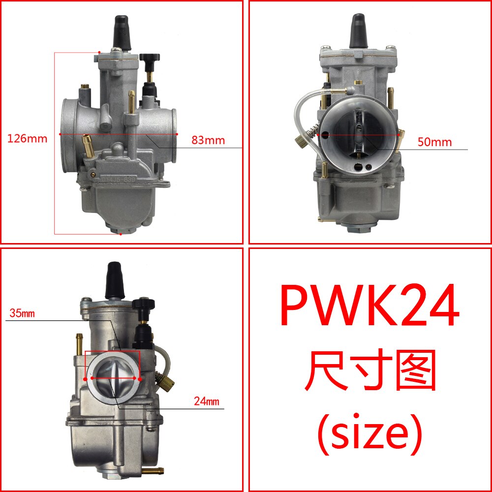 Pwk 24 26 28 30 32 34 mm kaasutin kaasutin  gy6 lenkille dio rtl 50 125 250 cr80 cr85r cr125 nsr 50 nsr 80 dt100 skootteri maastoajo: 24mm
