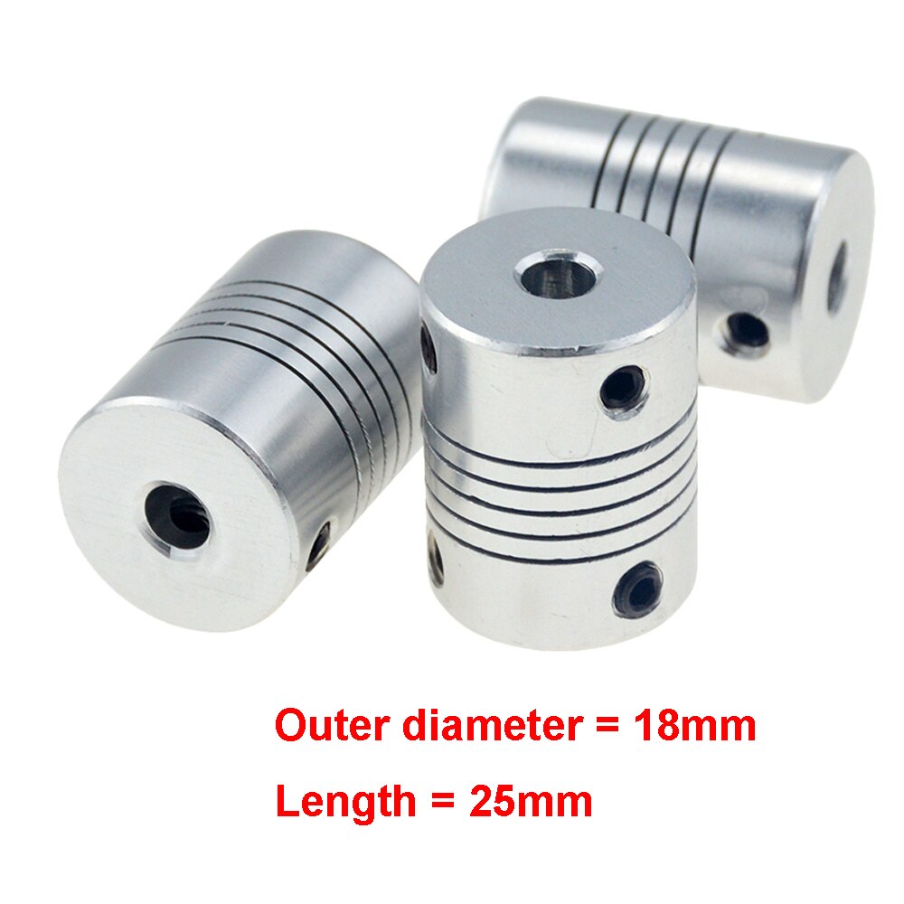 D18 l 25 flexibele koppeling van aluminiumlegering voor 3d printermotor-encoderwikkelingskoppeling 3/4/5/6/6.35/8/10mm