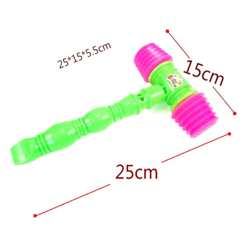 25cm slitstarka plasthandtag hammare ljuddämpare leksak barn inbyggd visselpipa småbarn baby barn plast bullriga vissellek leksak kul