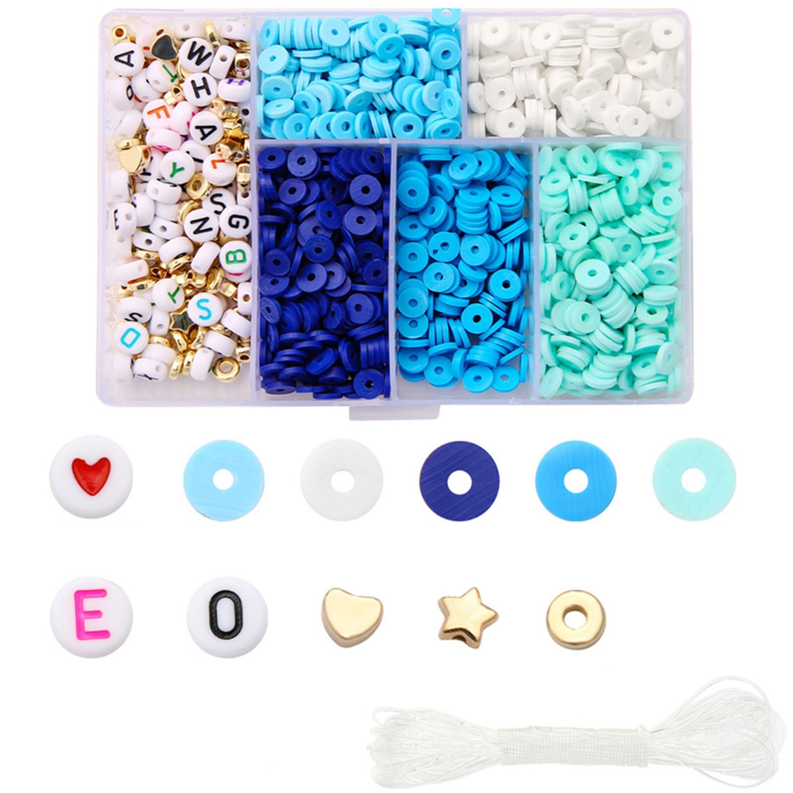 1160PCs Polymer Clay Beads Set For Bracelet DIY Flat Round Arylic Letter Beads Spacer Beads DIY Jewelry Making Bracelet Necklace: 4