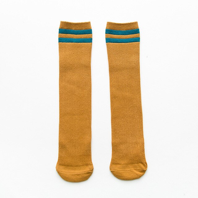 Koreaanse schoolsokken voor jongens en meisjes, voetbalsokken, lente/herfst, katoenen beenwarmers, kindersokken: Oranje